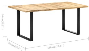 Mesa de jantar 180x90x76 cm madeira de mangueira maciça