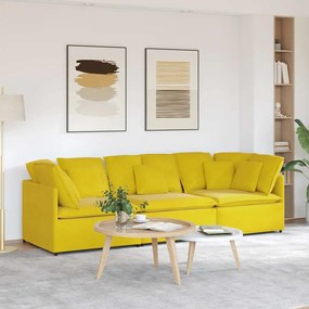 vidaXL Sofá modular com almofadas veludo amarelo