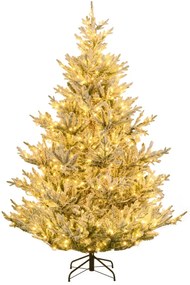 Árvore de Natal artificial pré-iluminada de 210 cm com neve artificial e ramos articulados com 1470 pontas verde