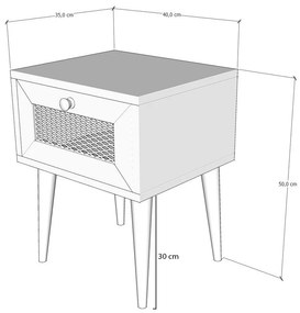 Mesa de Cabeceira Euromos – Carvalho (40 x 50 x 35 cm) | Estilo Rústic