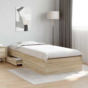 Cama vidaXL Sonoma Carvalho 90x190 cm Madeira Engenharia