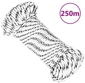 Corda entrançada para barco 5 mm x 250 m poliéster branco