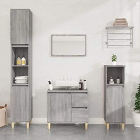 vidaXL Armário WC 30x30x190 cm derivados de madeira cinzento sonoma
