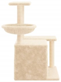 Árvore para gatos c/ postes arranhadores sisal 83 cm cor creme