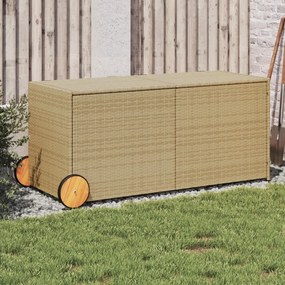 vidaXL Caixa arrumação p/ jardim com rodas 283L vime PE mistura beges