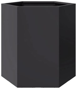 Vasos floreiras de jardim 2 pcs hexagonal 46x40x45 cm aço preto