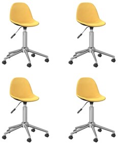 3086059 vidaXL Swivel Dining Chairs 4 pcs Yellow Fabric (2x333472)