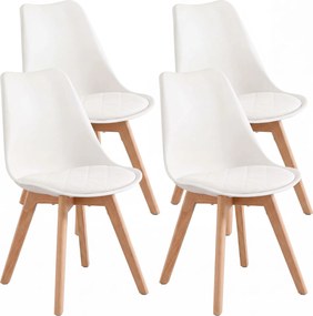 Conjunto de 4 cadeiras de sala de jantar (MESA NÃO INCLUIDA): cadeiras de cozinha estofadas assento em couro PU e madeira de faia, 46,5 x 57 x 79 cm,
