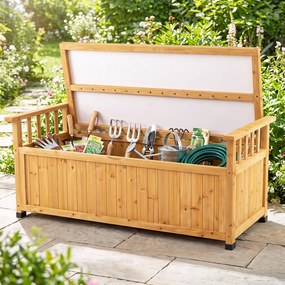 Banco de Jardim com Arrumação, 123 x 58 x 53 cm, Capacidade de Arrumação de 155 L, Natural