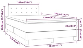 Cama boxspring com colchão 120x200 cm veludo azul-escuro