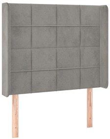 Cama box spring c/ colchão/LED 100x200 cm veludo cinzento-claro
