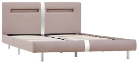 Estrutura de cama com LED sem colchão 135x190 cm cappuccino