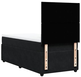Cama com molas/colchão 100x200 cm veludo preto
