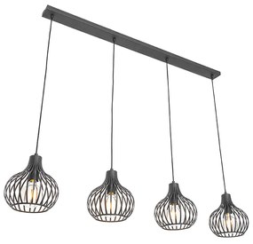 LED Candeeiro suspenso inteligente preto 4 luzes incluindo 4 Wifi G95 - Saffira