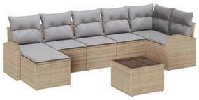 Conjunto de Sofá de Jardim 8 Peças com Almofadas Pretas de Rattan Sint