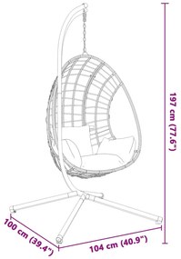 Suporte para cadeira em forma de ovo suspensa aço preto