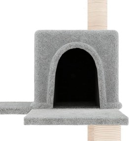 Árvore p/ gatos c/ postes arranhadores sisal 153 cm cinza-claro