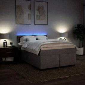 Cama com molas/colchão 140x200 cm tecido castanho-acinzentado