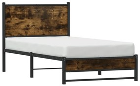 Estrutura de cama sem colchão 90x190 cm metal carvalho fumado