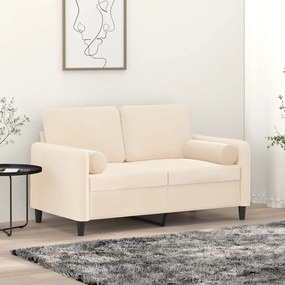 vidaXL Sofá 2 lugares c/ almofadas/almofadões 120 cm veludo creme