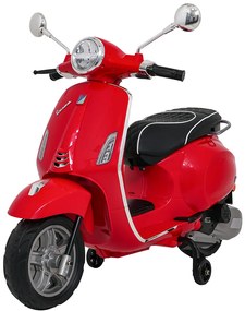 Vespa eletrica para crianças 12V ROMA, Rodas Espuma EVA, assento couro ecológico Vermelha
