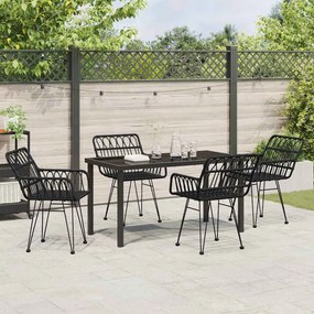 Conjunto de Jantar de Jardim 5 Peças em Rattan Poli Preto