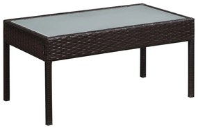 5 pcs conjunto lounge jardim c/ almofadões vime PE castanho