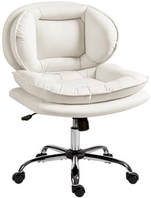 HOMCOM Cadeira de Escritório com Rodas Cadeira para Secretária com Função Inclinável Assento Amplo Sem Braços 60x65x83-93 cm Cinza Claro | Aosom Portugal