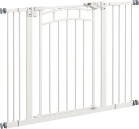 PawHut Grade para escadas Proteção para cães, fechamento automático, operação com uma mão, 100 cm x 4 cm x 76 cm, Branco | Aosom Portugal