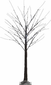 HOMCOM Árvore de Vidoeiro Artificial 150 cm com 96 LEDs Branco Frio, Neve Artificial, Base Metálica e Decoração de Natal Castanha | Aosom Portugal
