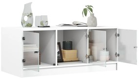 Mesa de centro c/ portas de vidro 102x50x42 cm branco