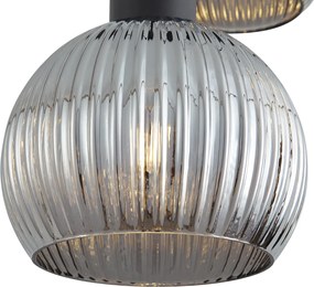 Candeeiro suspenso inteligente preto com vidro fumado 3 luzes incluindo WiFi A60 - Ana