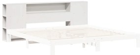 Cabeceira com arrumação 200 cm madeira de pinho maciça branco