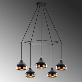 Chandelier Yildo – Preto e Cobre – Diâmetro 68 cm