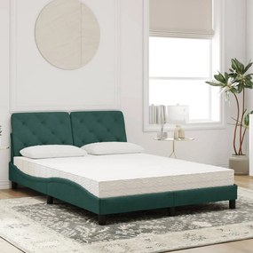 Cama com colchão 140x200 cm veludo verde-escuro