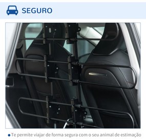 Grade de Segurança Carro para Cães Ajustável 150x9x76-124 cm Grade de Segurança Universal para Porta Malas para Carros Grade de Segurança de Aço Preto