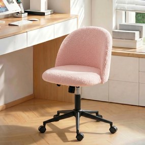 Cadeira de Secretária Ergonómica, 59 x 52 x 84,5 cm, Altura Regulável, Rosa