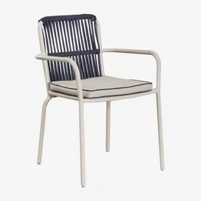 Pack De 4 Cadeiras De Jardim Empilháveis Com Braços Em Alumínio Alberta Azul- Marinho - Sklum