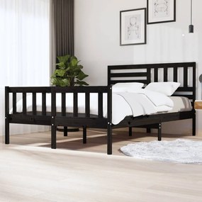 3101162 vidaXL Estrutura de cama king 150x200 cm madeira maciça preto