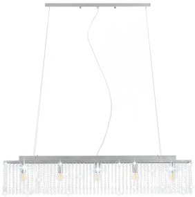 Candeeiro de teto com contas de cristal 104 cm E14 prateado