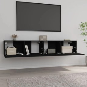 Móveis de TV 2pcs 80x30x30 cm derivados de madeira preto