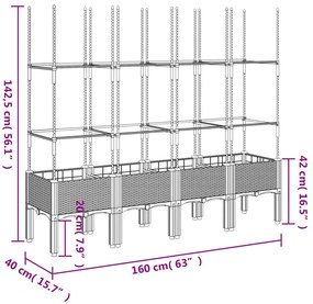 Vaso/floreira de jardim c/ treliça 160x40x142,5 cm PP branco