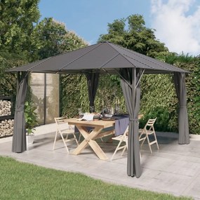 vidaXL Gazebo com paredes laterais e telhado 3x3 m antracite
