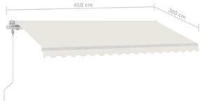 Toldo automático com LED e sensor de vento 450x300 cm cor creme