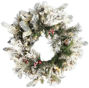 Grinalda decorativa com efeito de neve e iluminação LED ⌀ 55 cm WHITEHORN Beliani