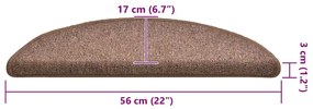 Tapetes de escada 30 pcs 56x17x3 cm castanho