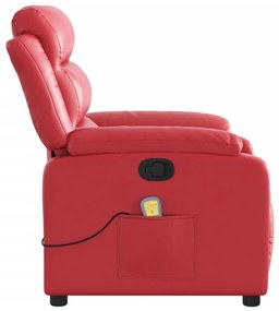 Poltrona de massagens reclinável couro artificial vermelho