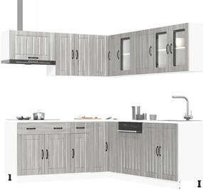 vidaXL 11 peças armário de cozinha conjunto Lucca cinza sonoma