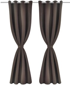 Cortinas blackout com ilhós de metal 270x245 cm castanho