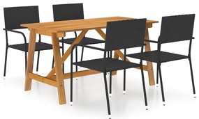 5 pcs conjunto de jantar para jardim preto
